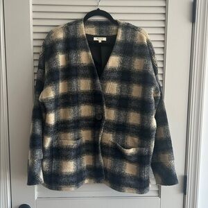 Madewell Blue and Cream Plaid Jacket Size Large